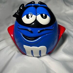 Vintage Galerie M&M’s Blue Zorro Ceramic Cookie Jar Canister Collectible NEW